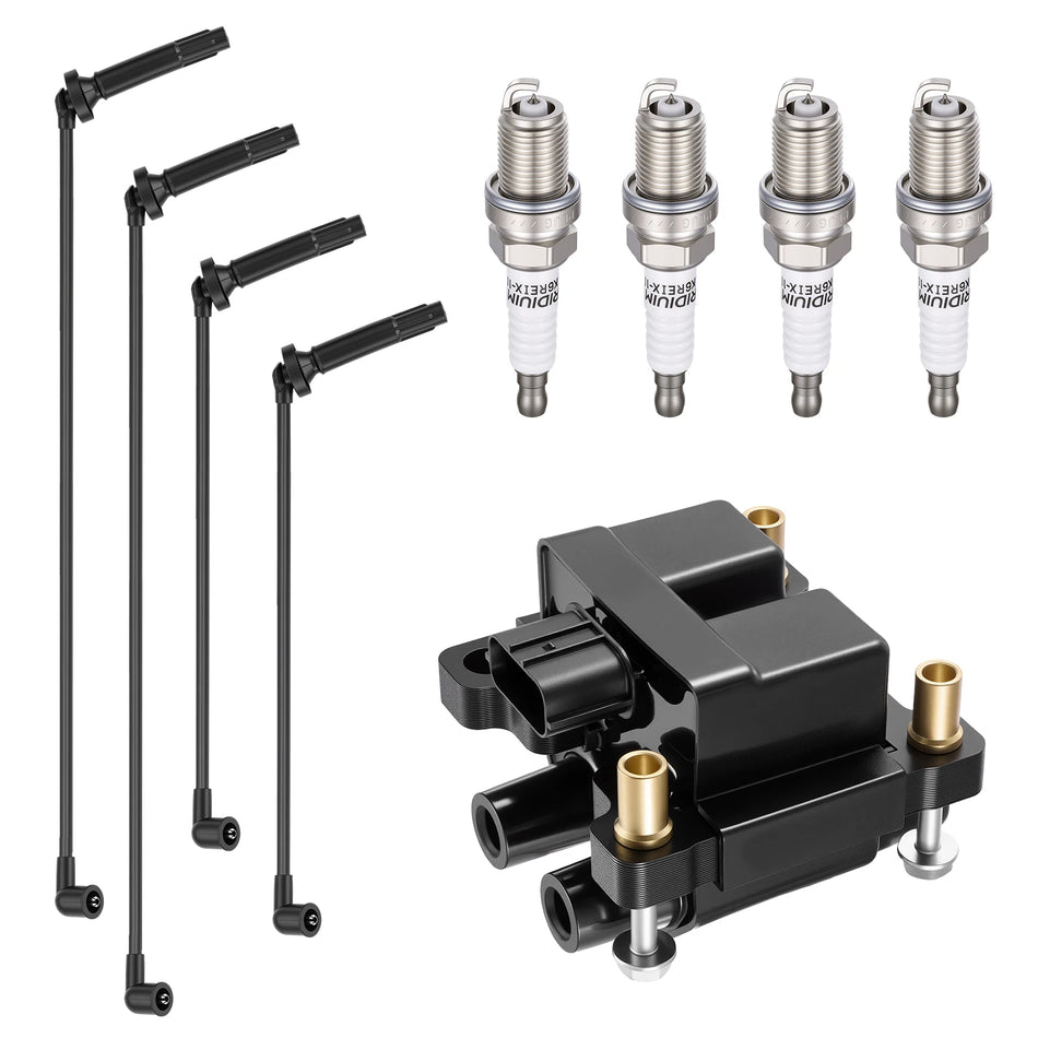 Ignition Coil UF538 and Spark Plugs SP1012 with Wire Set 55004 for 2005-2010 Subaru Forester/Impreza 2.5L H4 | BDFHYK