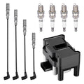 Ignition Coil UF277 and Spark Plugs SP1012 with Wire Set 4395 for 1998-2015 Volkswagen Jetta/Beetle 2.0L L4 | BDFHYK