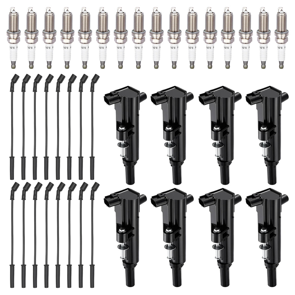 Ignition Coil UF601 and Spark Plugs SP1035 with Wire Set 9242077 for 2008-2013 Dodge Dakota/Durango 4.7L V8 | BDFHYK