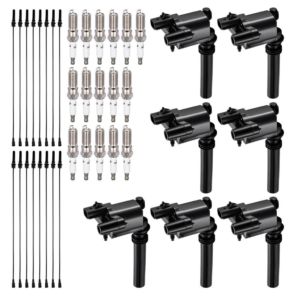 Ignition Coil UF378 and Spark Plugs SP1021 with Wire Set 53020 for 2003-2005 Dodge Durango/Magnum 5.7L V8 | BDFHYK