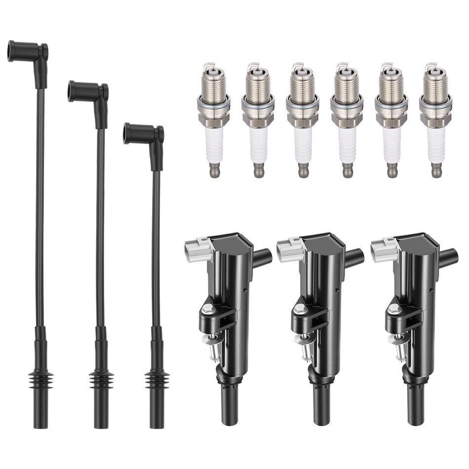 Ignition Coil UF640 and Spark Plugs 4504 with Wire Set 7738 for 2009-2012 Dodge Dakota/Durango 3.7L V6 | BDFHYK