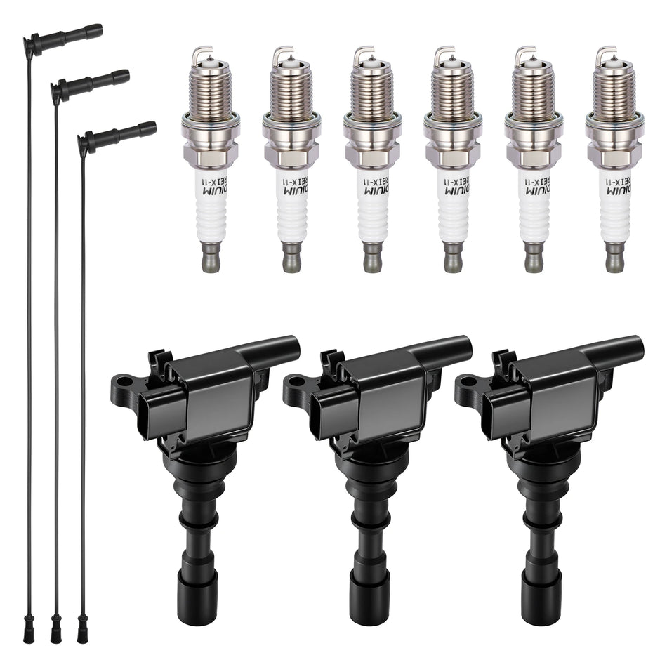 Ignition Coil UF431 and Spark Plugs 4503 with Wire Set 56004 for 2003-2006 Kia Sorento 3.5L V6 | BDFHYK