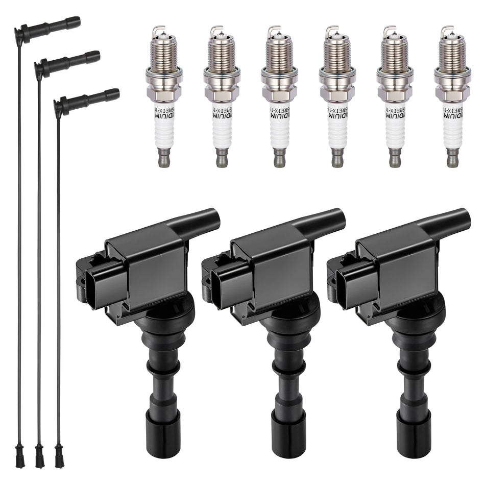 Ignition Coil UF432 and Spark Plugs 4503 with Wire Set 56004 for 2001-2005 Hyundai XG300/XG350 3.5L V6, 3.0L V6 | BDFHYK