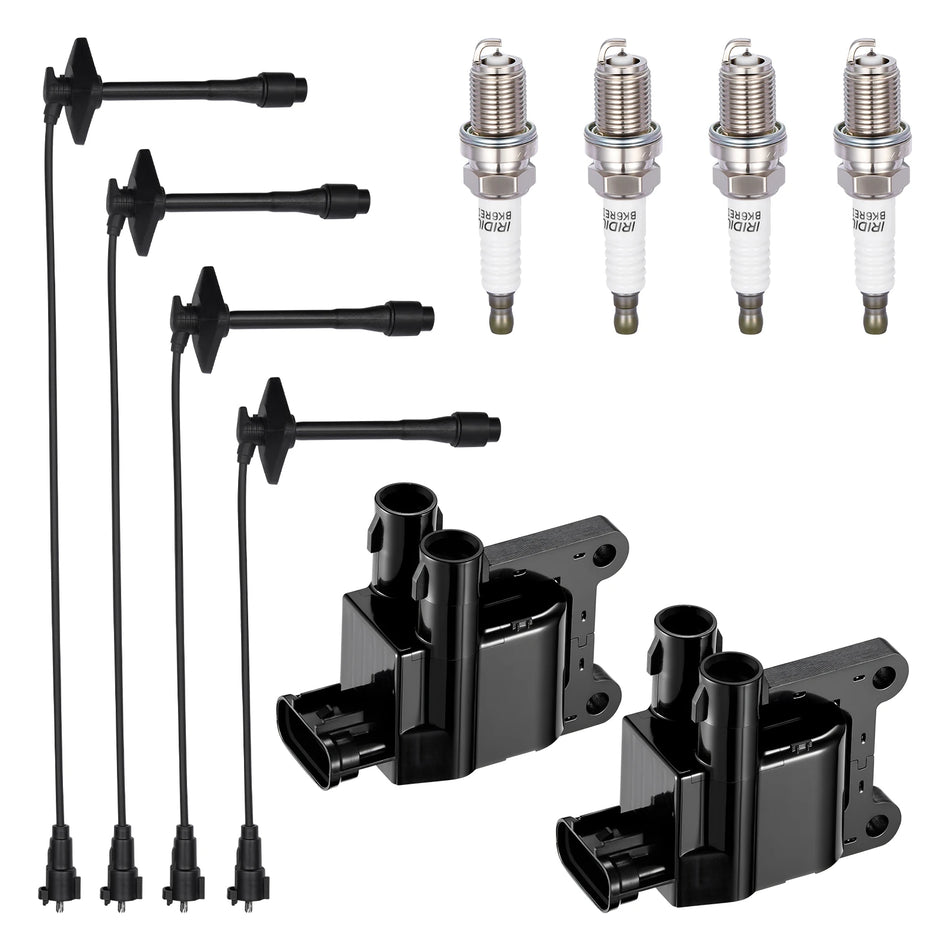 Ignition Coil UF180T and Spark Plugs SP1012 with Wire Set 354075 for 1997-2001 Toyota Camry/RAV4 2.2L L4, 2.0L L4 | BDFHYK
