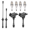Ignition Coil UF295 and Spark Plugs SP1012 with Wire Set 8910 for 1997-2007 Mitsubishi Lancer/Eclipse 2.4L L4, 2.0L L4 | BDFHYK