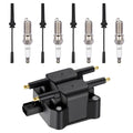 Ignition Coil UF403 and Spark Plugs SP1021 with Wire Set 7433 for 2001-2010 Chrysler PT Cruiser/Sebring 2.4L L4 | BDFHYK