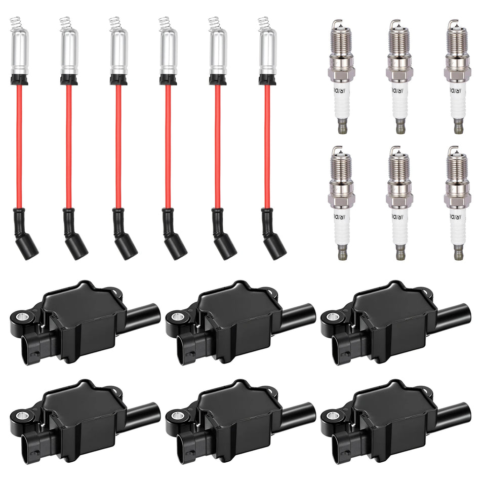 Ignition Coil UF743 and Spark Plugs SP1036 with Wire Set 748UU for 2014-2021 Chevrolet Silverado 1500/Camaro 6.2L V8, 5.3L V8 | BDFHYK