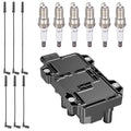 Ignition Coil UF434 and Spark Plugs SP1007 with Wire Set 51432 for 2004-2014 Chevrolet Impala/Malibu 3.5L V6, 3.9L V6 | BDFHYK