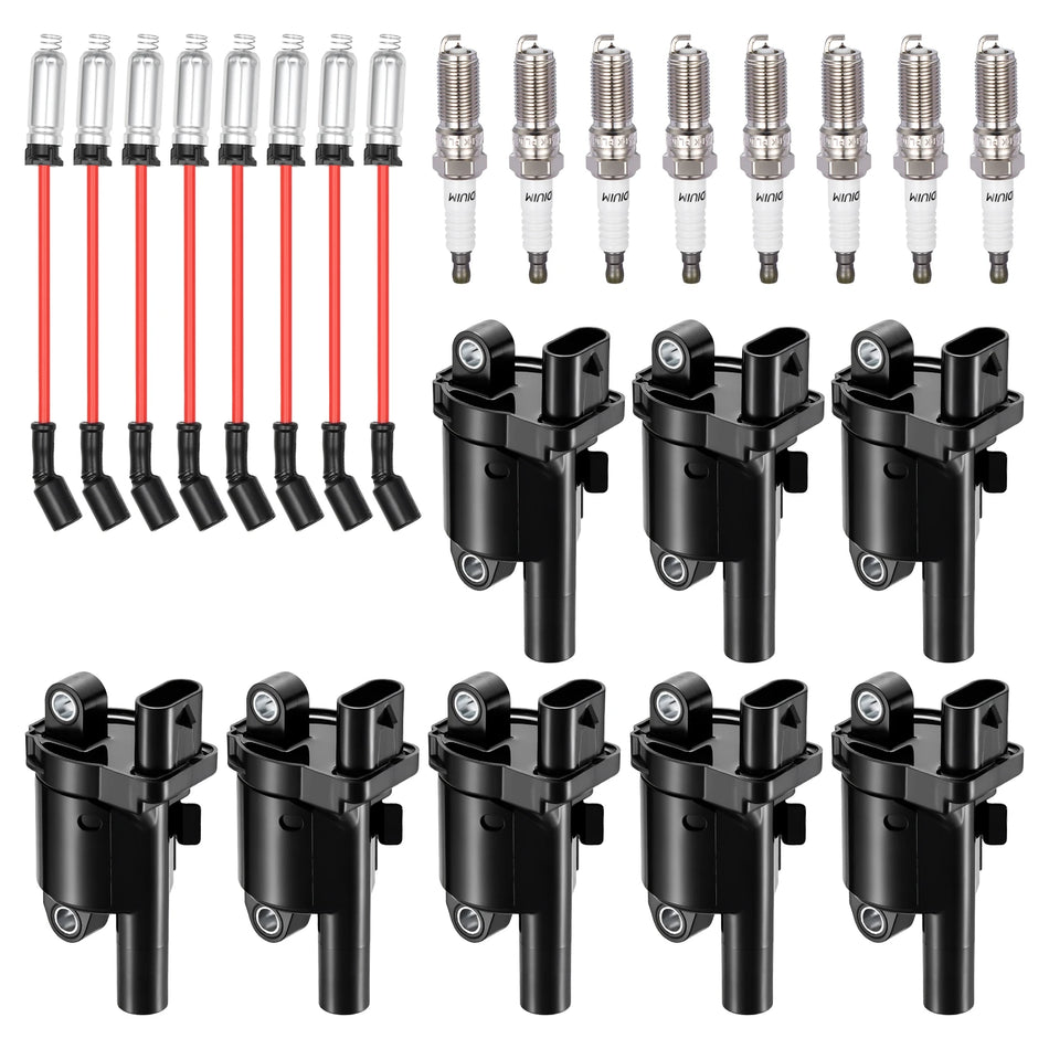 Ignition Coil UF742F and Spark Plugs SP1036 with Wire Set 748UU for 2014-2021 Chevrolet Silverado 1500 4.3L V6 | BDFHYK