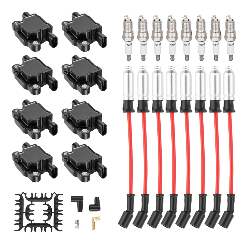 Ignition Coil UF413 and Spark Plugs SP1019 with Wire Set 7831 for 2004-2021 Chevrolet Silverado 1500/Express 2500 5.3L V8, 6.0L V8 | BDFHYK