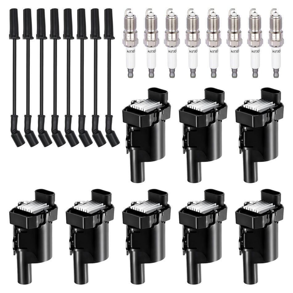 Ignition Coil UF262 and Spark Plugs 41-962 with Wire Set 88894394194 for 1999-2007 Chevrolet Silverado 1500/Silverado 1500 Classic 6.0L V8, 5.3L V8 | BDFHYK