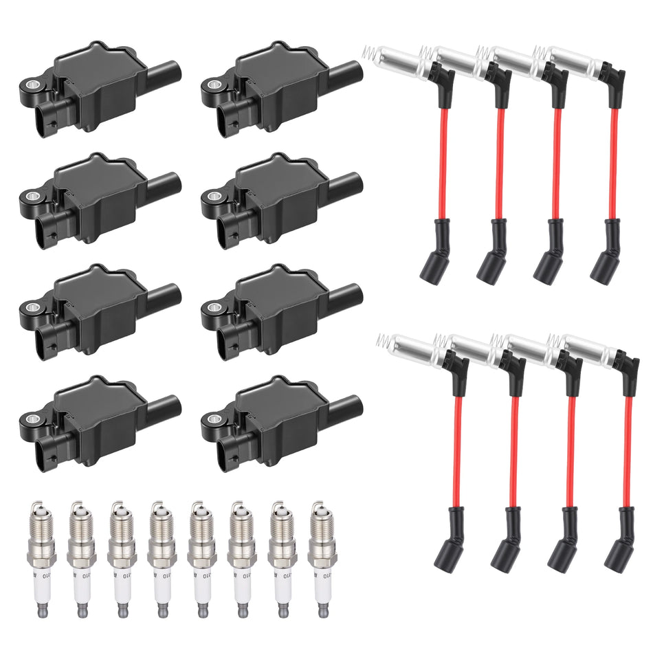 Ignition Coil UF413 and Spark Plugs SP1019 with Wire Set S848322 for 2004-2008 Chevrolet Silverado 1500/Tahoe 5.3L V8, 6.0L V8 | BDFHYK