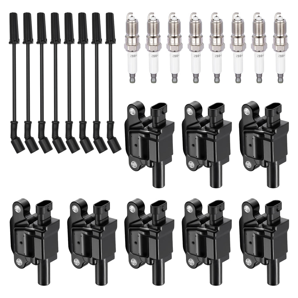 Ignition Coil UF413 and Spark Plugs 41-962 with Wire Set 88894394194 for 2009-2020 Chevrolet Silverado 1500/Tahoe 6.0L V8, 5.3L V8 | BDFHYK