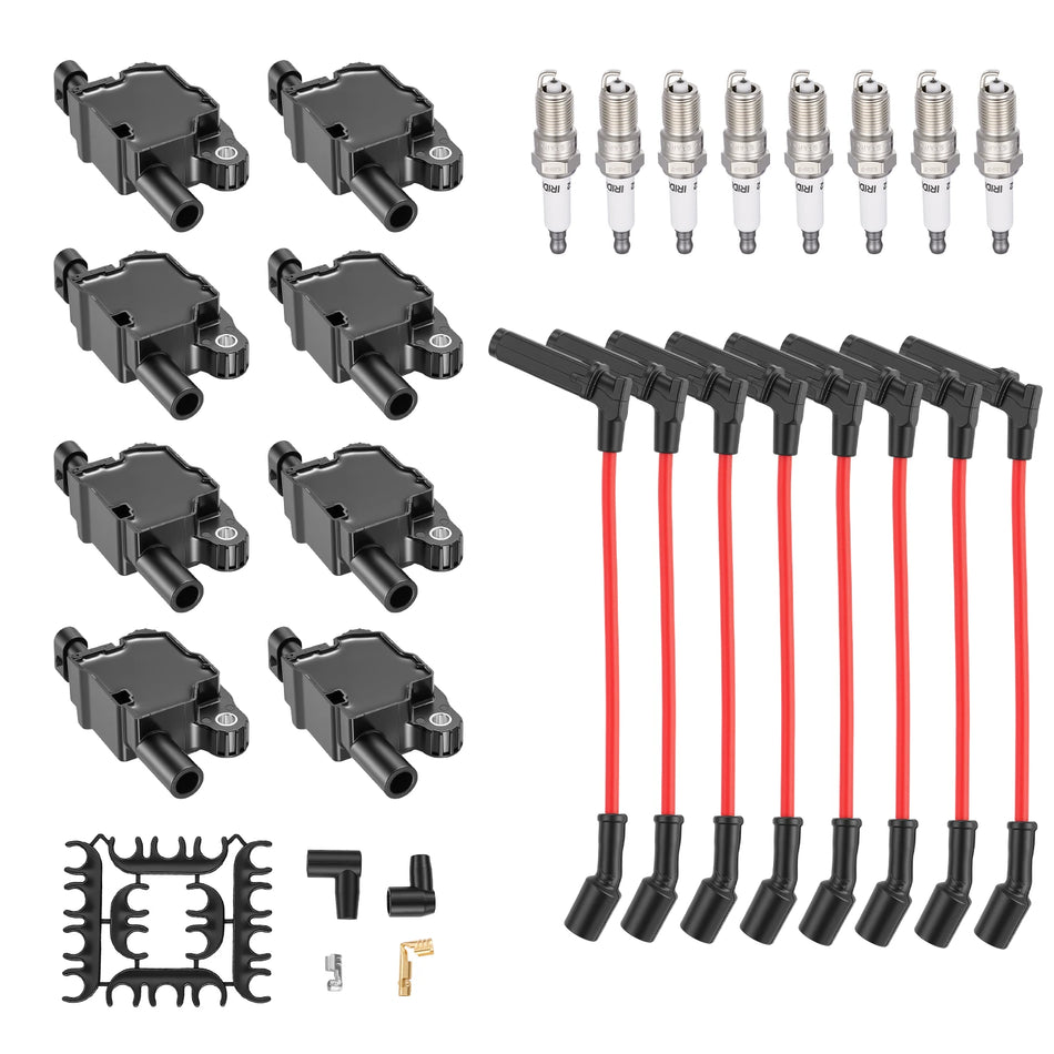 Ignition Coil UF743 and Spark Plugs 41-962 with Wire Set 9748RR for 2014-2022 Chevrolet Silverado 1500/Tahoe 6.2L V8, 5.3L V8 | BDFHYK