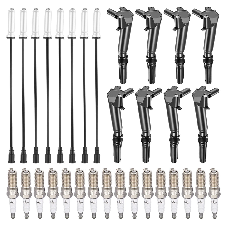 Ignition Coil UF834 and Spark Plugs SP526 with Wire Set WR6159 for 2018-2022 Ford E-350 Super Duty/F-250 Super Duty 6.2L V8 | BDFHYK