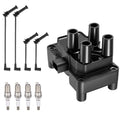 Ignition Coil UF654 and Spark Plugs 96315 with Wire Set 8435 for 2011-2013 Ford Fiesta 1.6L L4 | BDFHYK