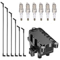 Ignition Coil FD498T and Spark Plugs SP1005 with Wire Set 8676 for 2001-2010 Ford Freestar/Mustang 4.2L V6, 3.0L V6 | BDFHYK