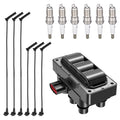 Ignition Coil SKIC086 and Spark Plugs SP1015 with Wire Set 8673 for 1989-2011 Ford Ranger/Taurus 4.0L V6, 3.0L V6 | BDFHYK
