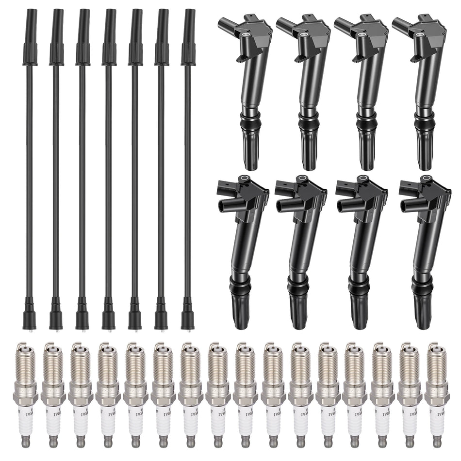 Ignition Coil UF834 and Spark Plugs SP526 with Wire Set 3359 for 2018-2022 Ford E-350 Super Duty/F-250 Super Duty 6.2L V8 | BDFHYK