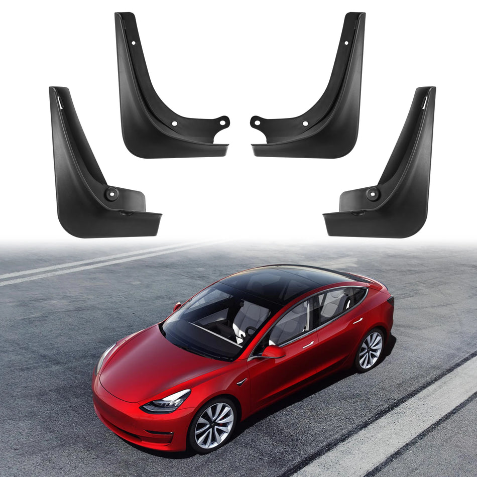 Mud Flaps for Tesla Model 3 2017-2023, 4PCS Front & Rear Side Mud Guards Set