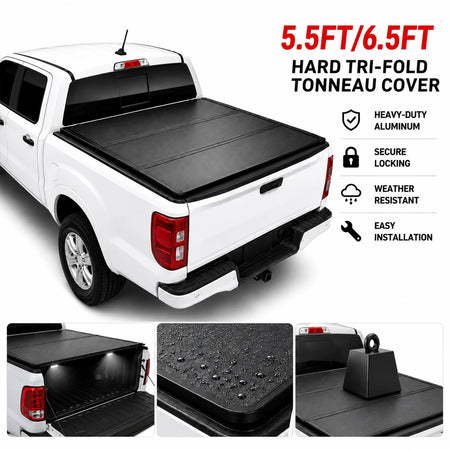 BDFHYK hard tri-fold tonneau cover for 2004-2014 Ford F-150 and Lincoln Mark LT