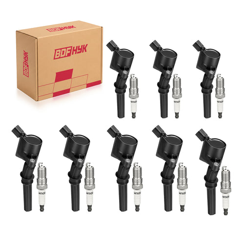 BDFHYK 8PCS Ignition Coil Pack DG508 + 8 Iridium Spark Plugs SP493/SP479 for Ford F-150 F-250 1997-2010 5.4L V8