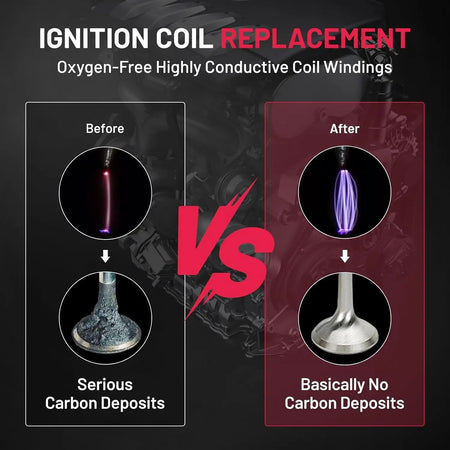 Ignition Coil Replacement Before vs After Comparison: High conductive BDFHYK Coil Pack with SP493 ensures basically no carbon deposits and stronger motive force.