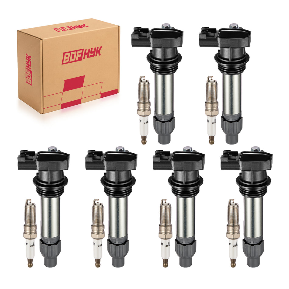 BDFHYK Ignition Coil+ Iridium Spark Plugs For Chevrolet Buick Cadillac GMC Saturn 3.6L UF-569/41-109,Sets of 6