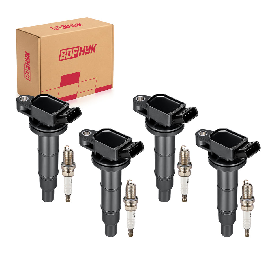 BDFHYK UF333 Ignition Coil Pack and Iridium Spark Plug 7092 for Toyota Camry RAV4 Scion tC Highlander Lexus HS250h 2.4L L4, Set of 4