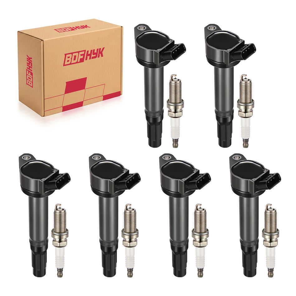 BDFHYK Ignition Coil Pack UF487 and Iridium Spark Plugs 6619, Fits Lexus ES350 RX350 Toyota RAV4 3.5L V6, Set of 6