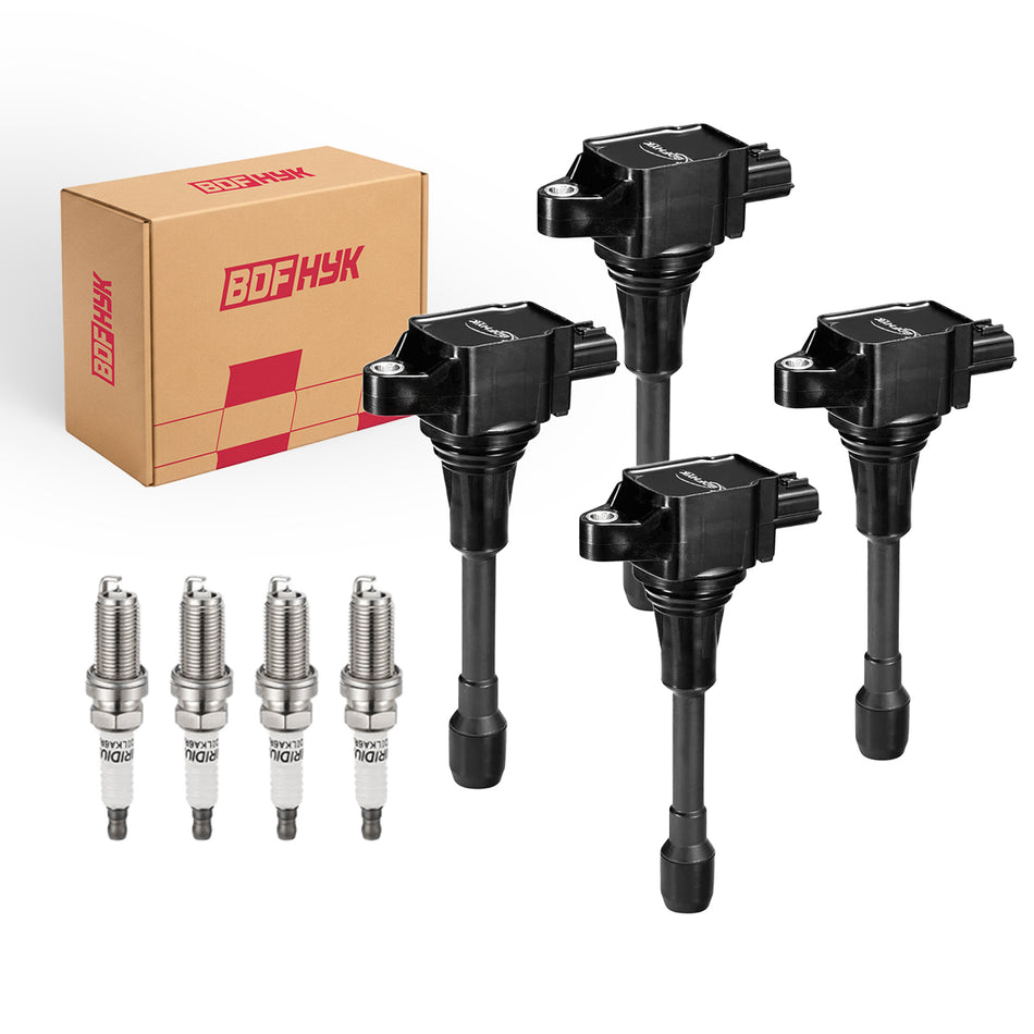 Ignition Coil Pack UF549 and Iridium Spark Plugs 9029, Fits Nissan Altima 2008–2013 2.5L L4, Set of 4