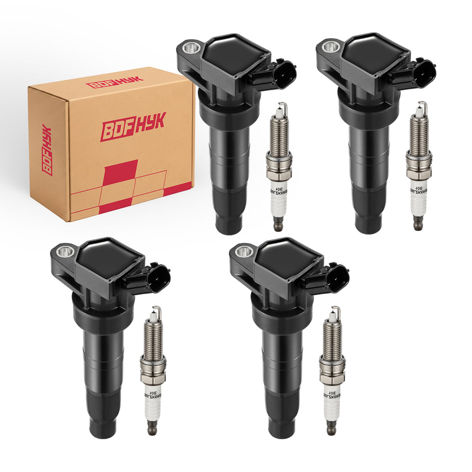 Set Of 4 Ignition Coil Pack UF611 with Spark Plugs XP6203  for Hyundai Sonata Tucson Genesis, Kia Optima Sorento 2.4L L4