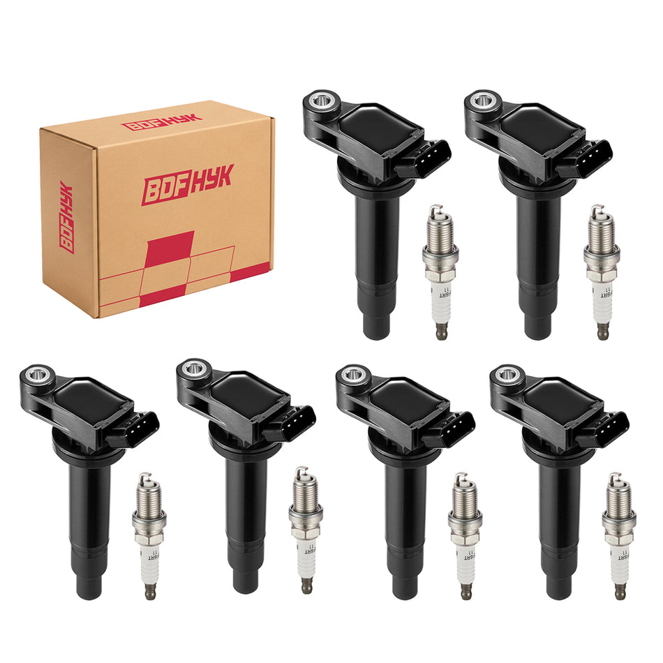 Ignition Coil UF267+Iridium Plugs 4504 PK20TT Fits For Lexus ES300 RX300 RX330 RX400,3.0L/3.3L V6,Sets of 6