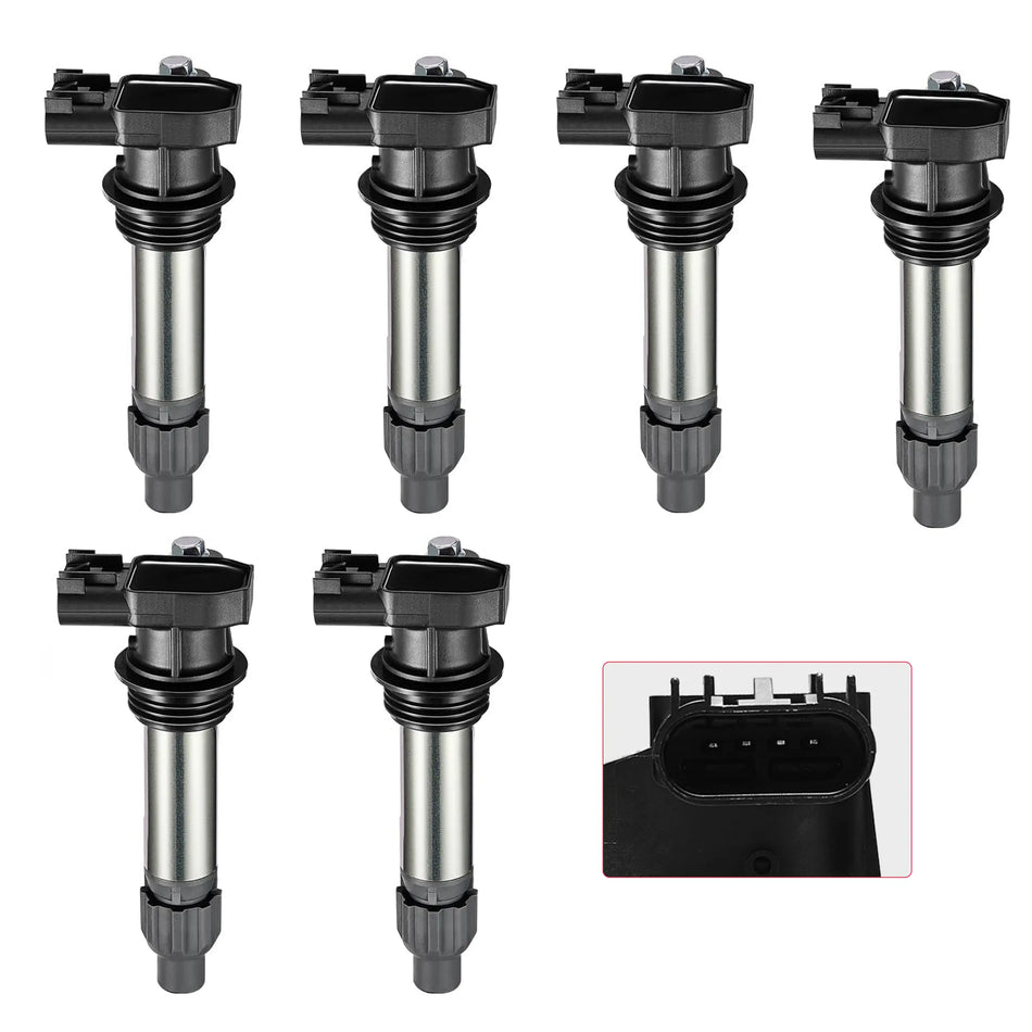 Set of 6 Ignition Coil UF569 Compatible with Cadillac, Chevrolet, GMC vehicles equipped with 3.0L and 3.6L V6 engines Replacement for C1555/GN10494