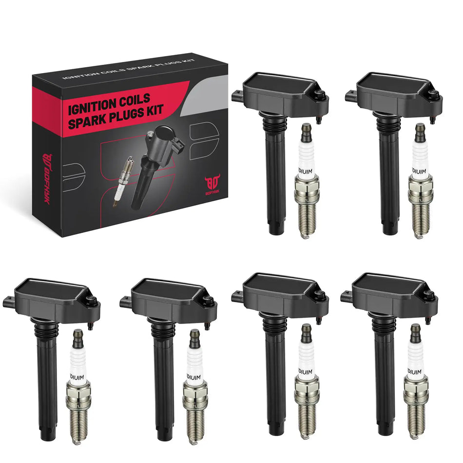 Sets of 6 Ignition Coil UF807 and Iridium Spark Plugs 93175, Compatible with Dodge, Jeep, and Ram with 3.6L V6 engines