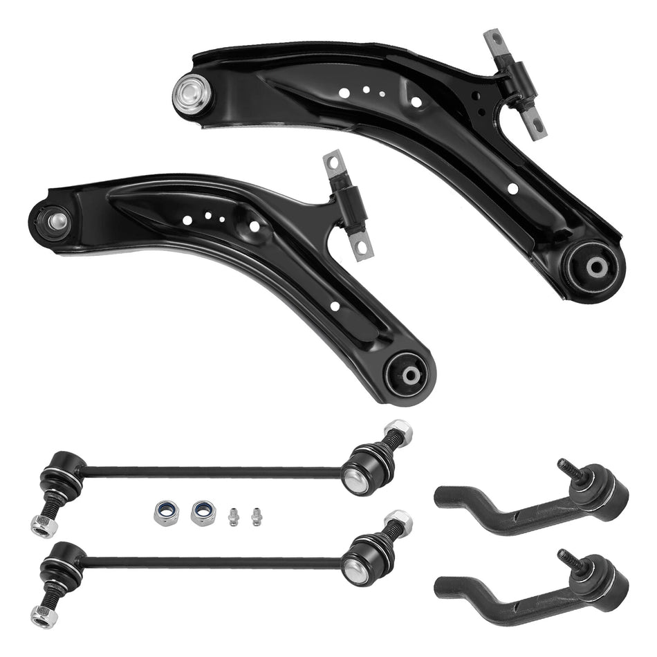 Nissan Rogue 2014-2019 Front Lower Control Arms with Ball Joints Tie Rod Ends Sway Bar Links 6PCS | BDFHYK Front Suspension Repair Kit