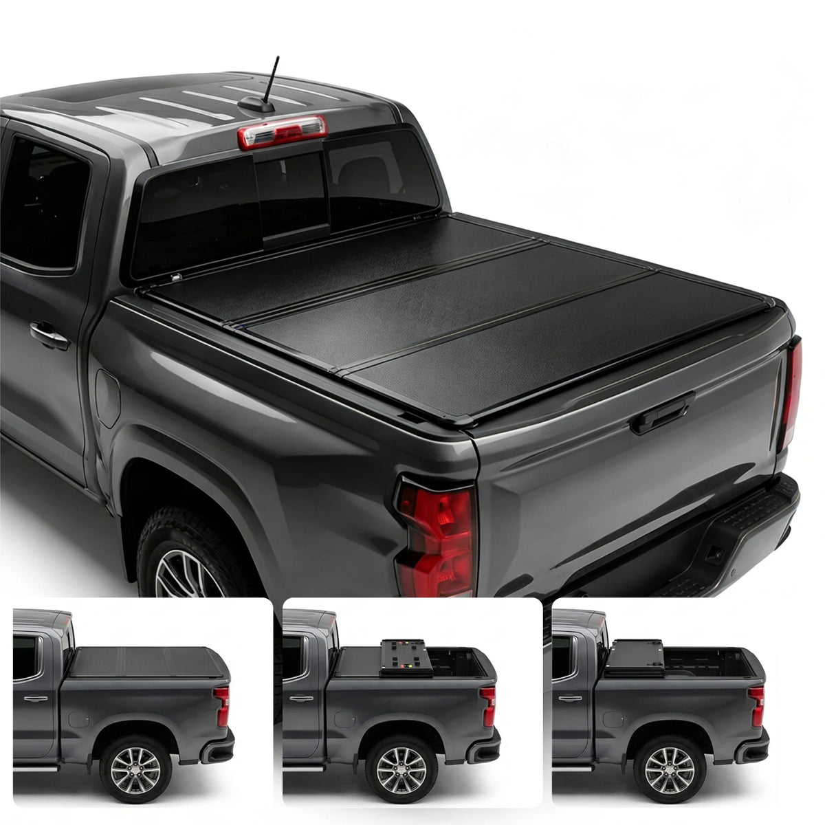 BDFHYK 5 ft Nissan Frontier hard tri-fold tonneau cover without LED