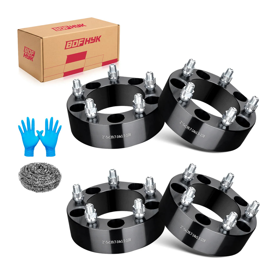 5x139.7 Wheel Spacers 2 Inch for Dodge Ram 1500 Ford F150 Jeep CJ5 CJ7, 1/2-20 Studs, 108mm Hub Bore, Set of 4