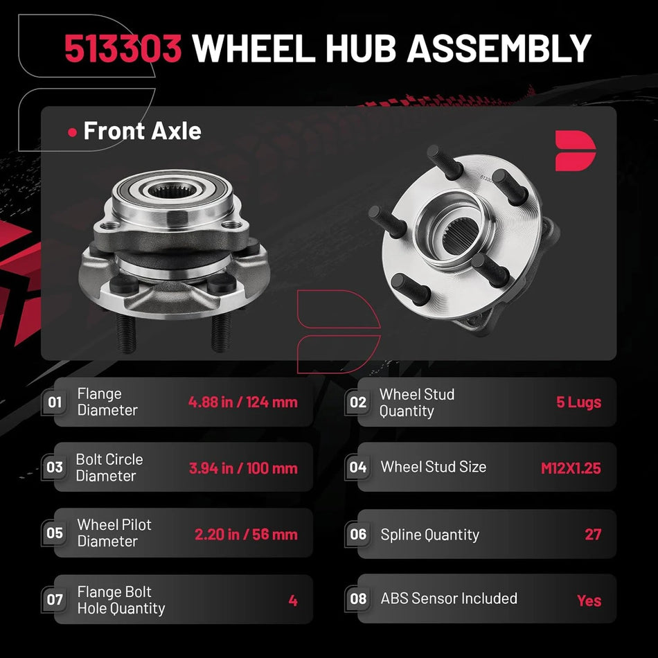 2008–2010 Subaru Impreza & 2009–2010 Forester Brake Rotors, Pads & Front Wheel Hub Kit | BDFHYK
