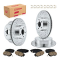 Complete Front & Rear Brake Kit for Subaru Forester 2009-2013 Impreza Legacy Outback, Drilled & Slotted Rotors & Ceramic Pads
