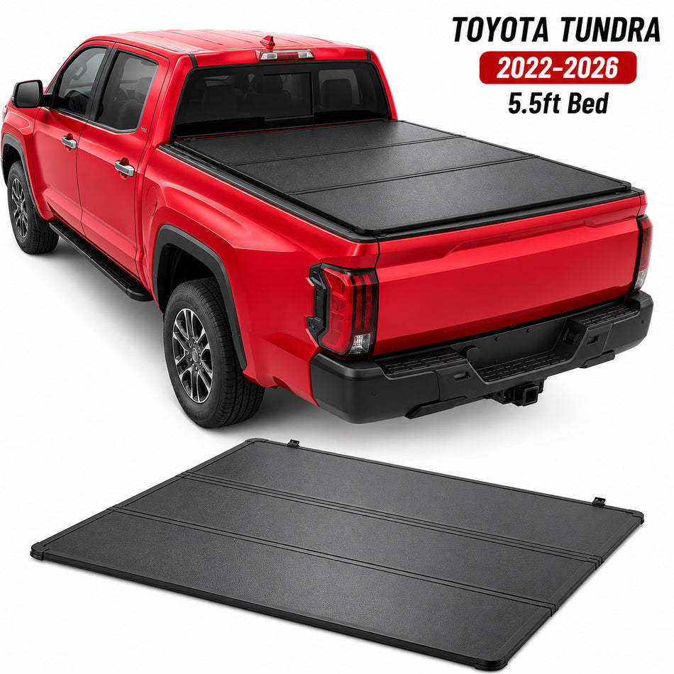 BDFHYK hard tri-fold truck bed cover folded access view