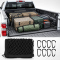 Truck Bed Cargo Net, Stretchable 4' × 4' to 7' × 7' with 8 Hooks