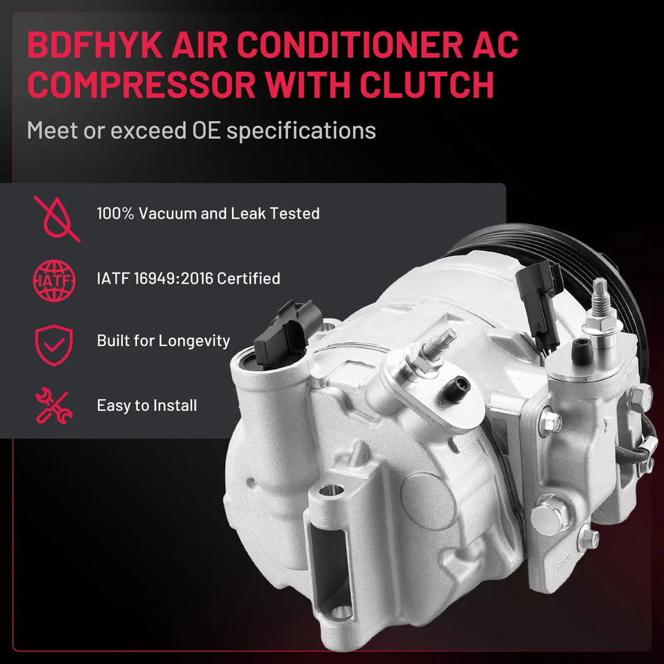 198358 A/C Compressor with Clutch for Ford Taurus Flex 2013-2018 3.5L, Police Interceptor Sedan, Lincoln MKT MKS