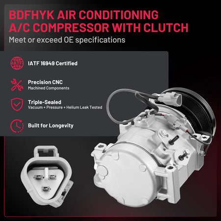 BDFHYK 158325 car AC compressor clutch and 7-groove pulley view for Tundra