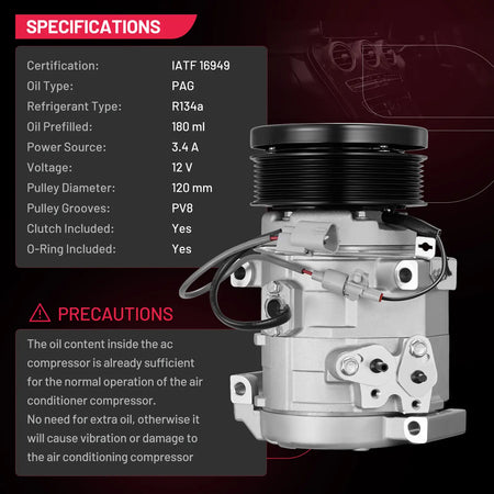 BDFHYK 158325 vehicle AC compressor port and body detail for Toyota Tundra