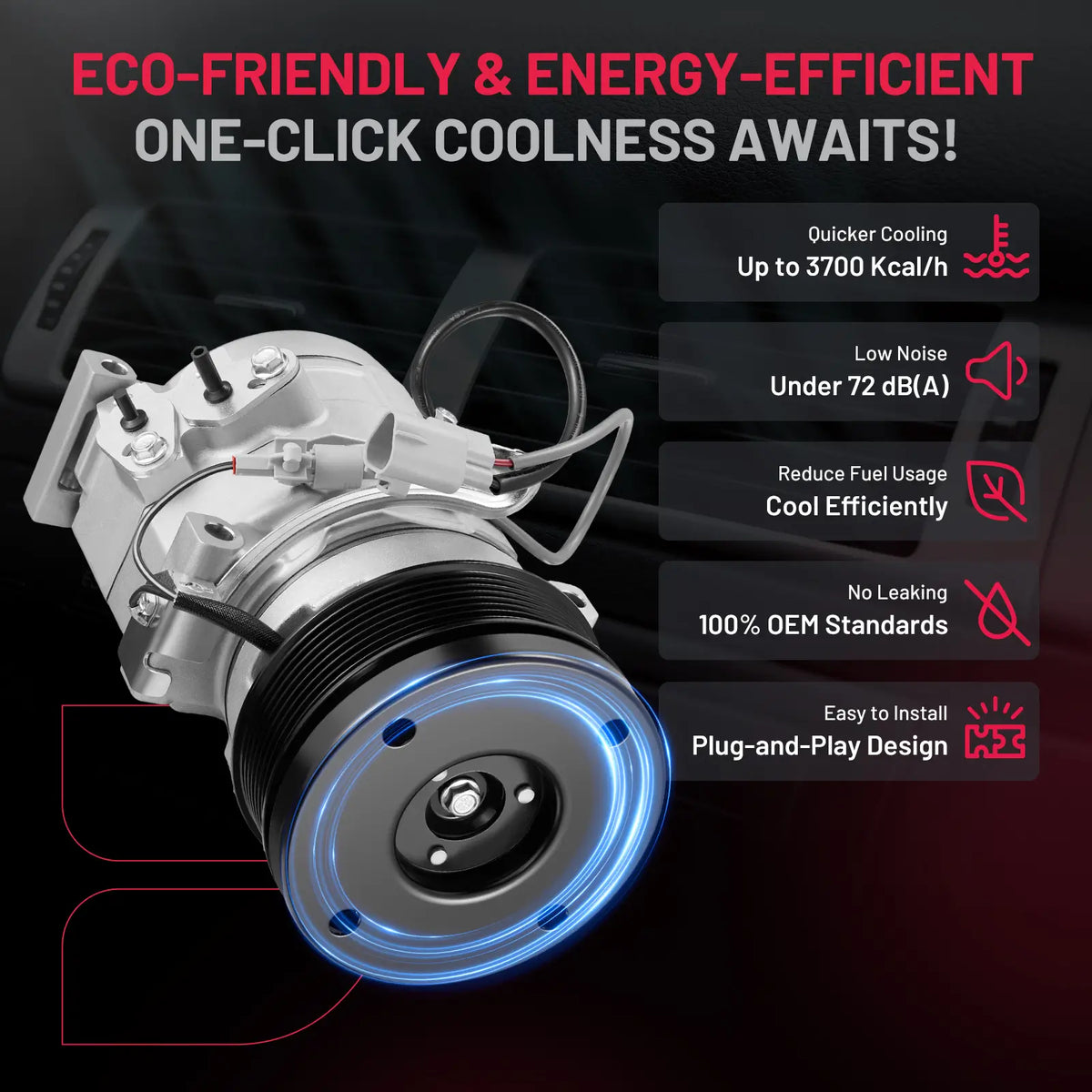 BDFHYK 158325 auto AC compressor with clutch side detail for Tundra V8