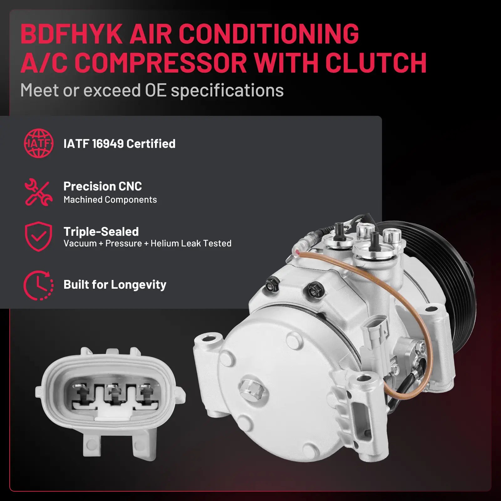 BDFHYK 168677 car AC compressor clutch and 7-groove pulley view for Tacoma