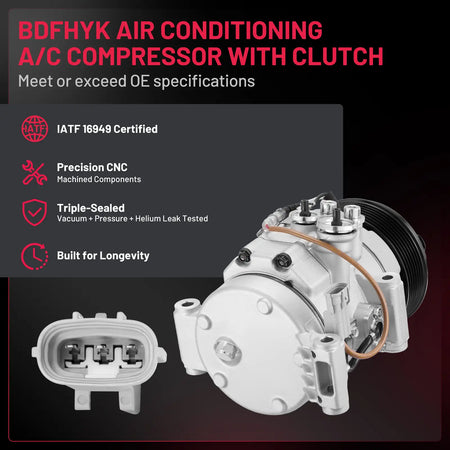 BDFHYK 168677 car AC compressor clutch and 7-groove pulley view for Tacoma
