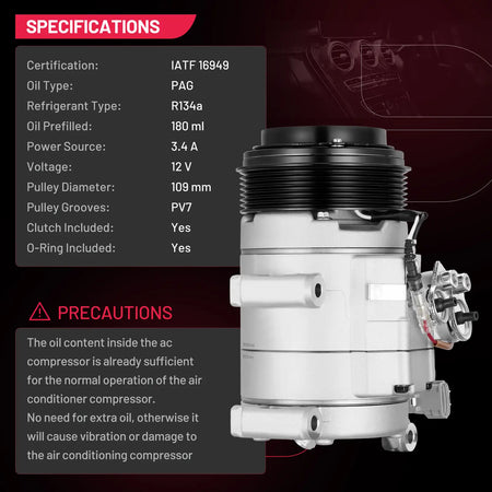BDFHYK 168677 vehicle AC compressor port and body detail for Toyota Tacoma