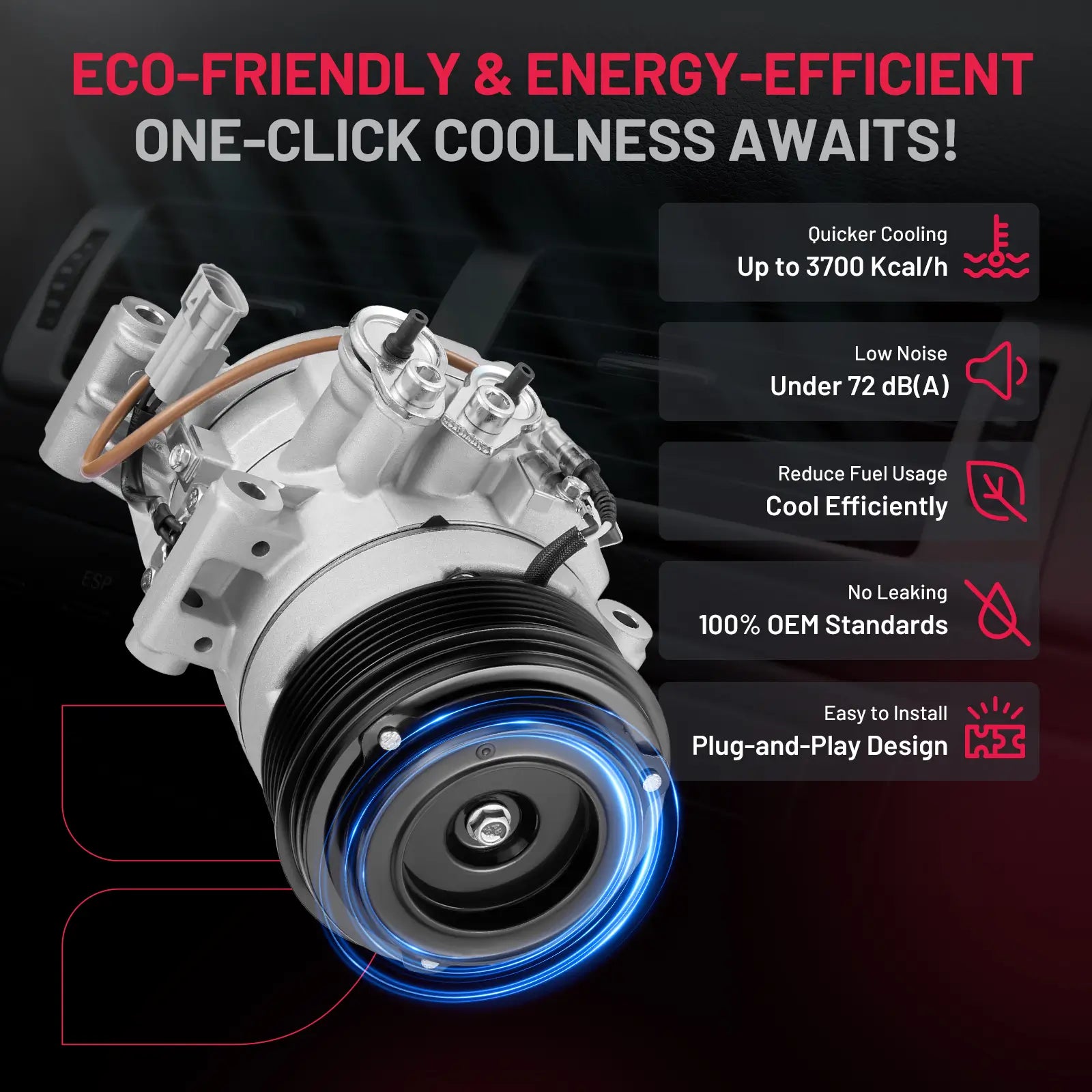 BDFHYK 168677 auto AC compressor with clutch side detail for Tacoma 2.7L 3.5L
